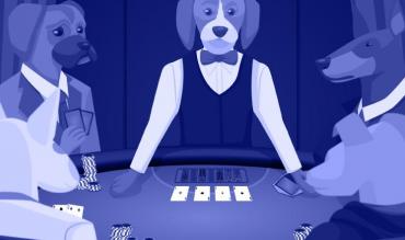 Cachorros em uma mesa de poker