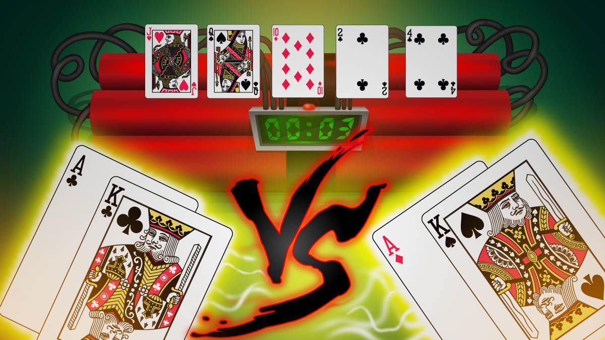 AK VS AK COM J-Q-10-2-4 NAS CARTAS DA MESA 